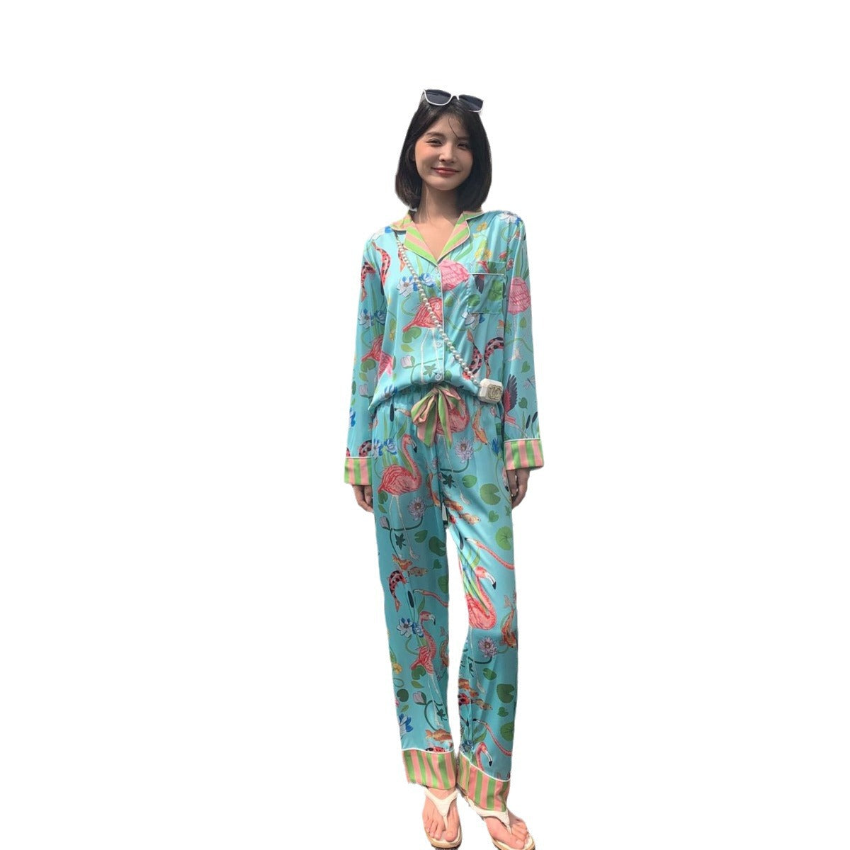 INS tasarım kadınlar için buz ipek pijama