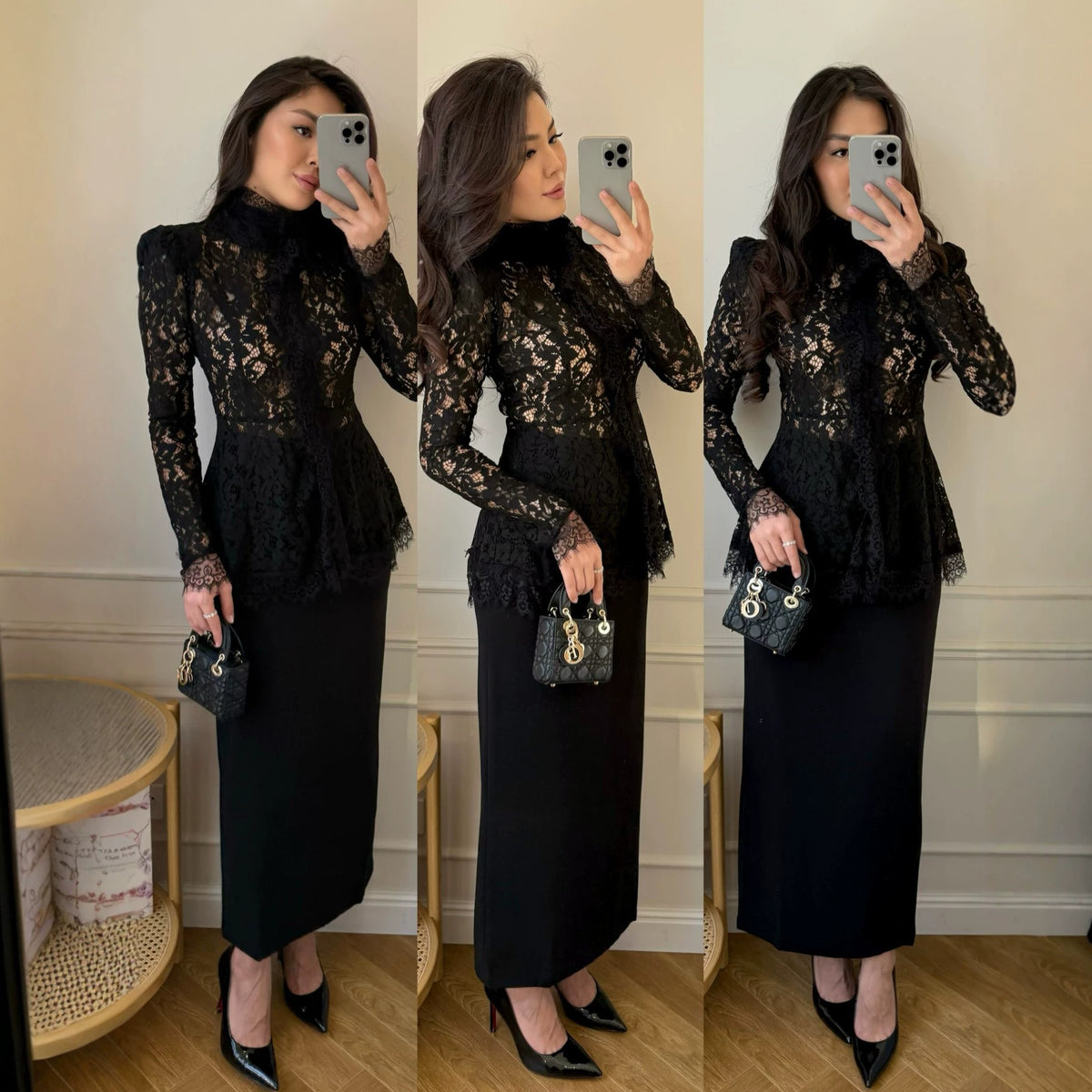 Women's Lace-Detail Long Sleeve Blouse