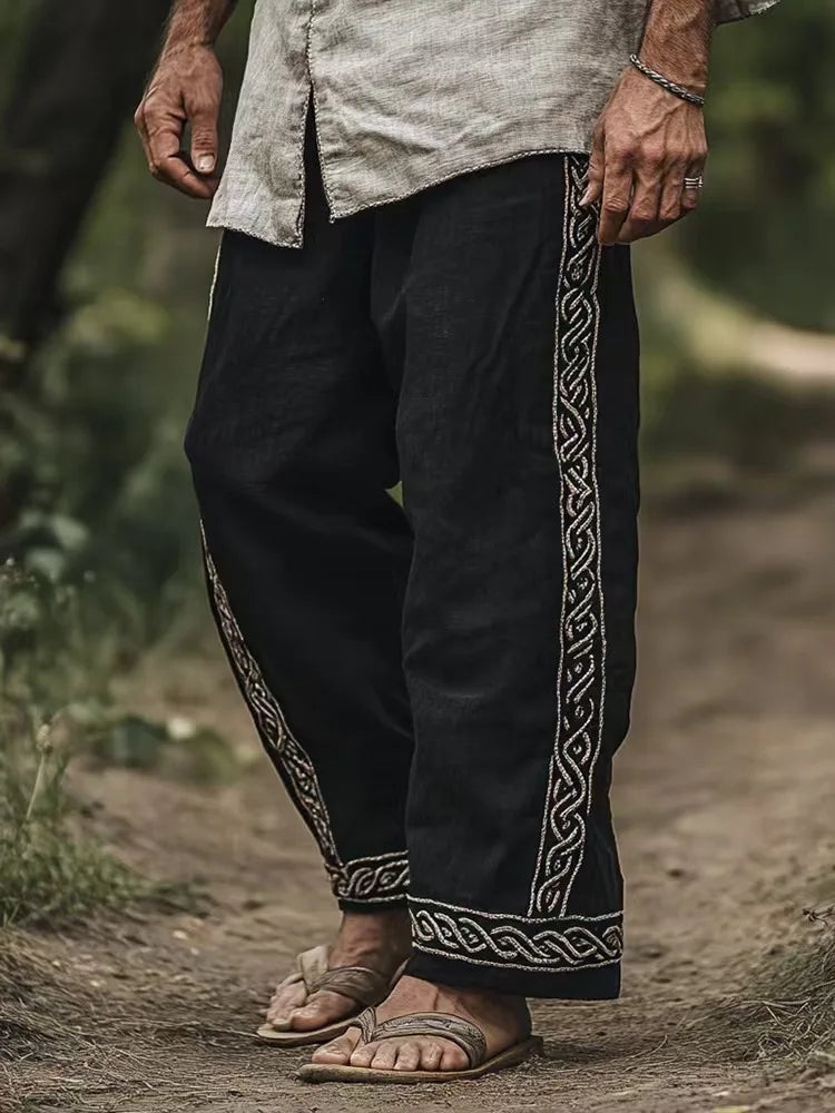 Erkek Keten Vintage Pantolon