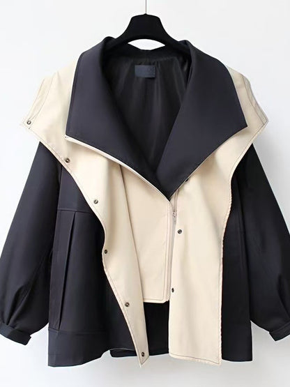 Women's Korean-Style Waist-Cinching Mid-Length Windbreaker Jacket