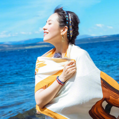 Eşi Zhang Ziyi için romantik seyahat eşarbı, çok yönlü güneş koruma şalı, yaz seyahati plaj ipek eşarbı