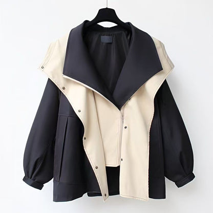 Women's Korean-Style Waist-Cinching Mid-Length Windbreaker Jacket