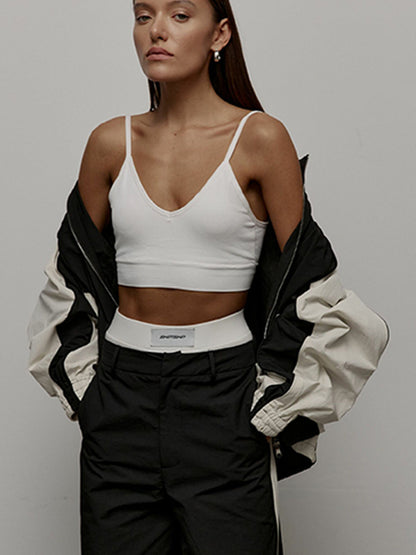 Women's Oversized Color-Block Zip-Up Relaxed Tracksuit Set