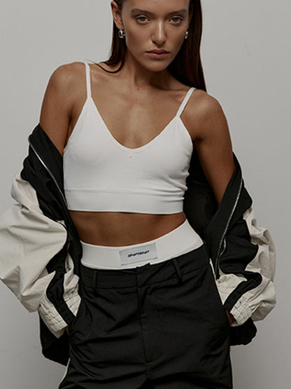 Women's Oversized Color-Block Zip-Up Relaxed Tracksuit Set