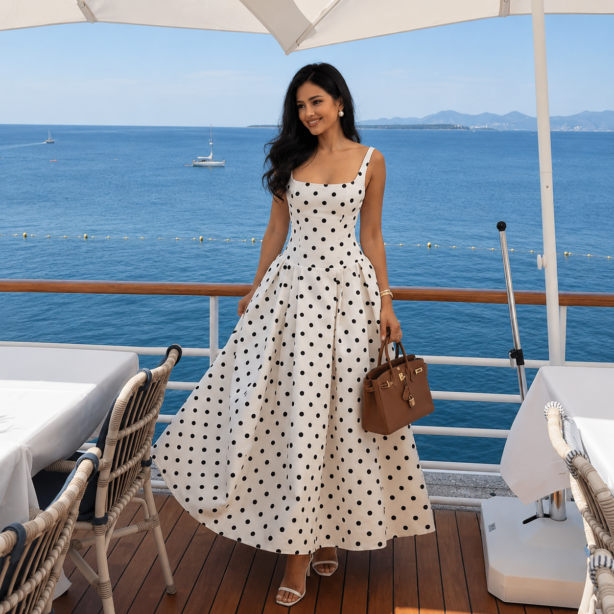 Kadın Tatil Kolsuz Maxi Elbise