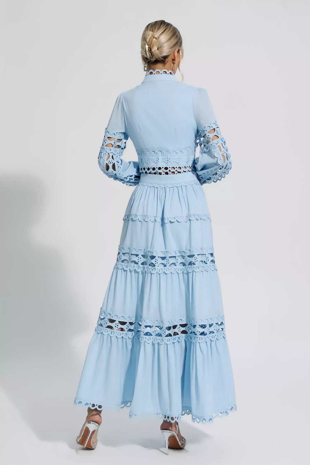 Julieta Blue Cutout Long Sleeve Maxi Dress