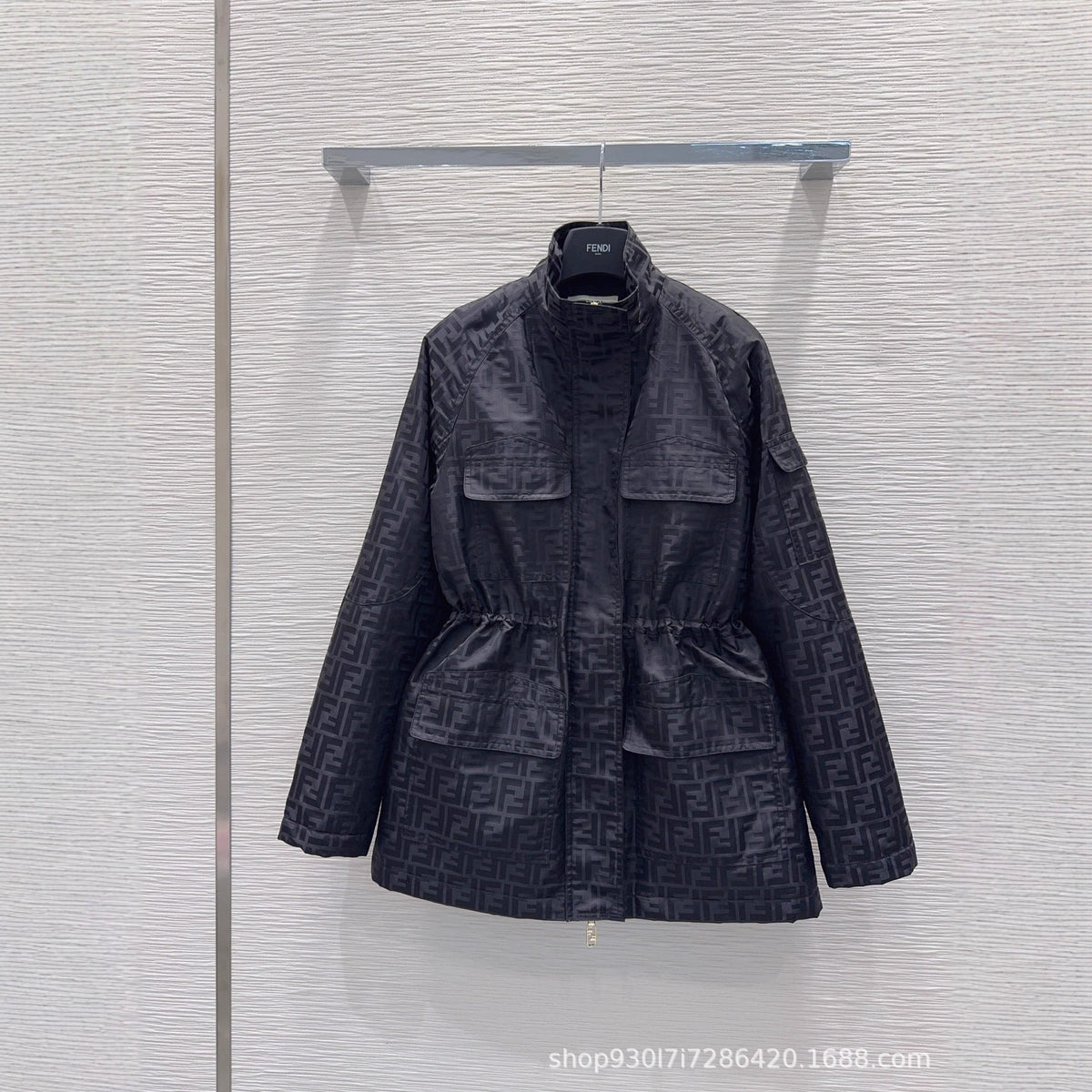Logo Print Oversized Women's Jacket with Cinched Waist
