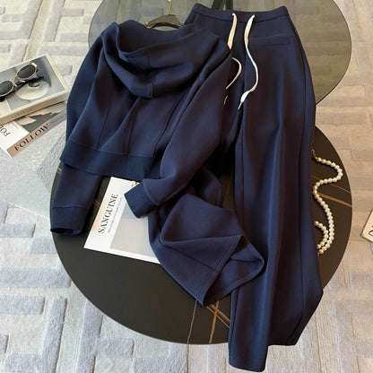 Kadın Çift Fermuarlı Kapüşonlu Sweatshirt ve Düz Paça Pantolon Eşofman Takımı