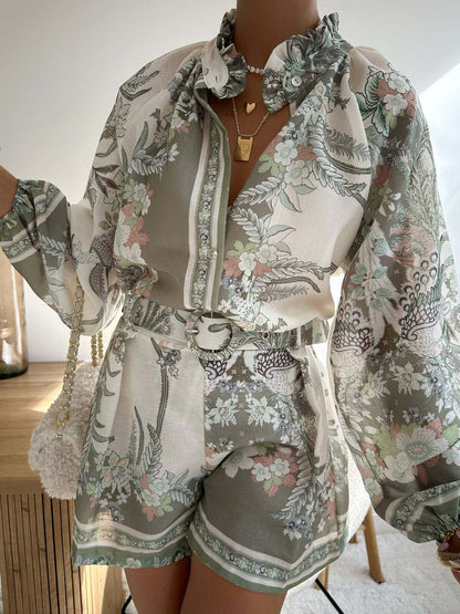 High-Waist Shorts and Linen Shirt Set – Everyday Chic Two-Piece Set