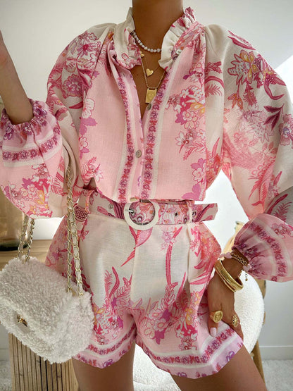 High-Waist Shorts and Linen Shirt Set – Everyday Chic Two-Piece Set