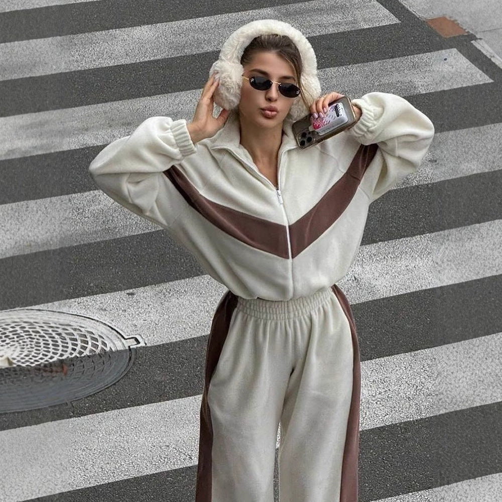 <font dir="auto" style="vertical-align: inherit;"><font dir="auto" style="vertical-align: inherit;">2026 Amazon moda Avrupa ve Amerikan günlük stil spor takım elbise fermuarlı hırka ve uzun pantolon iki parçalı kadın takım</font></font>
