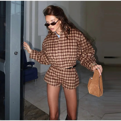 Women's Elegant Tweed-Look Short Jacket