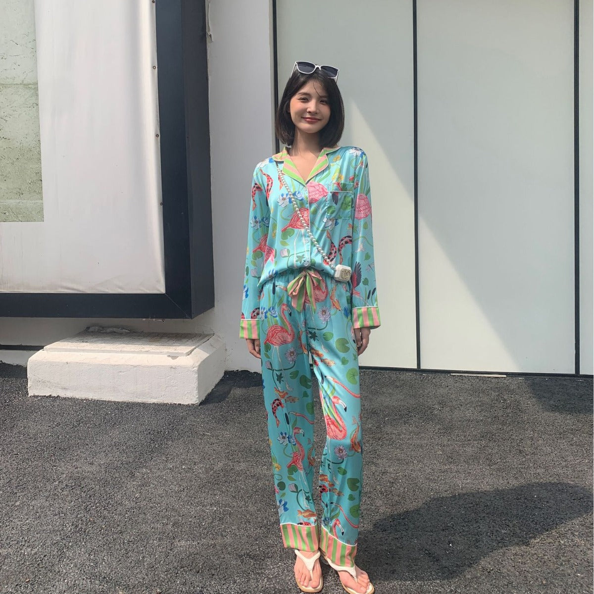 INS tasarım kadınlar için buz ipek pijama