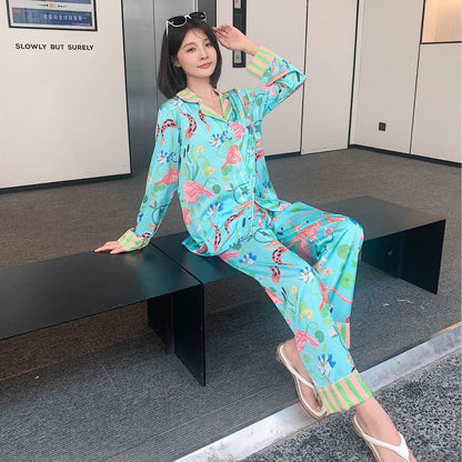INS tasarım kadınlar için buz ipek pijama