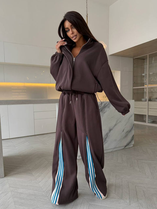 Hooded Oversized Sweatshirt and Wide-Leg Sweatpants Set