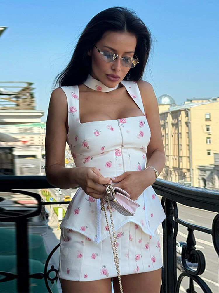 Çiçek Desenli Mini Elbise