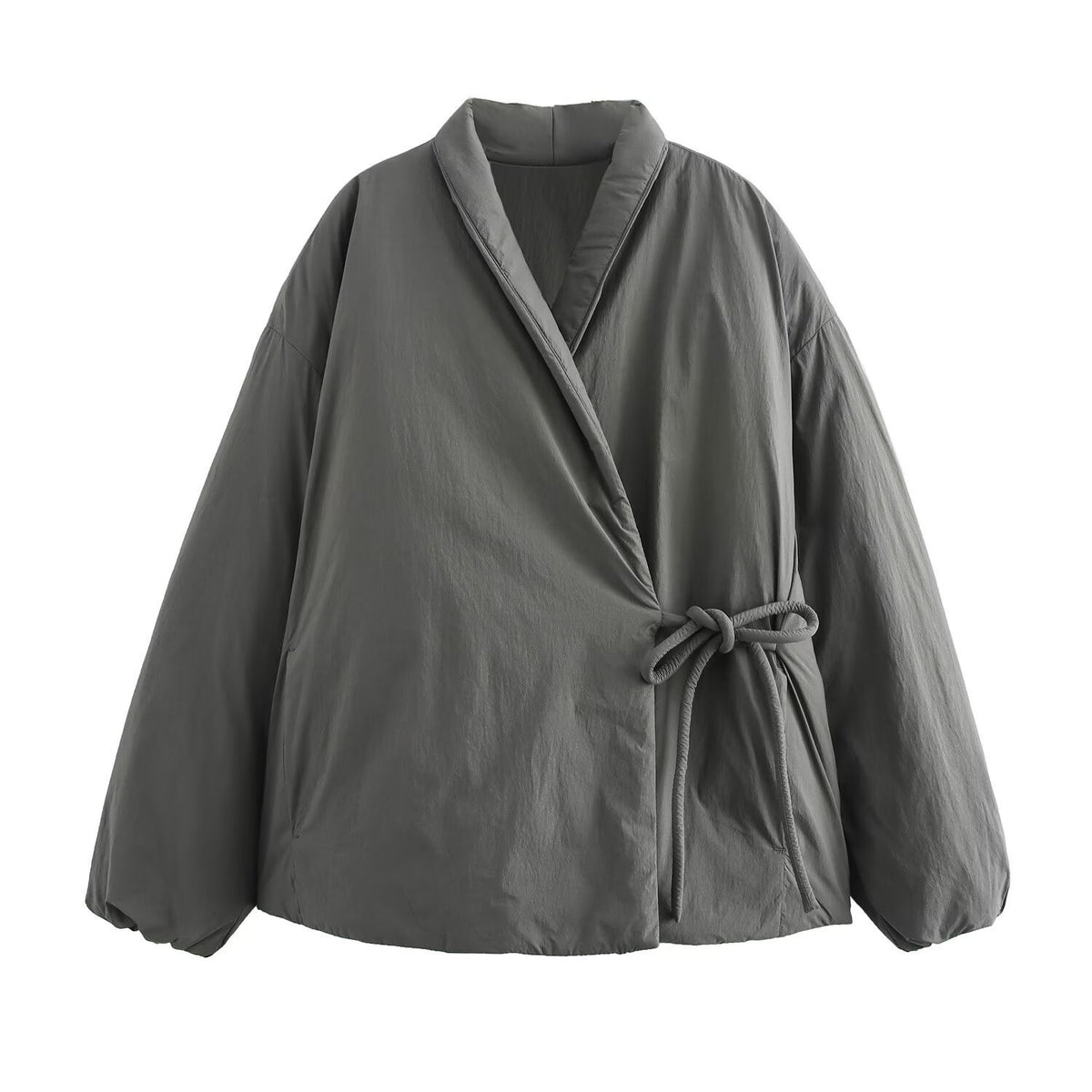 Kapitone Bağlamalı Kimono Ceket - Kadın Şal Yaka Mont