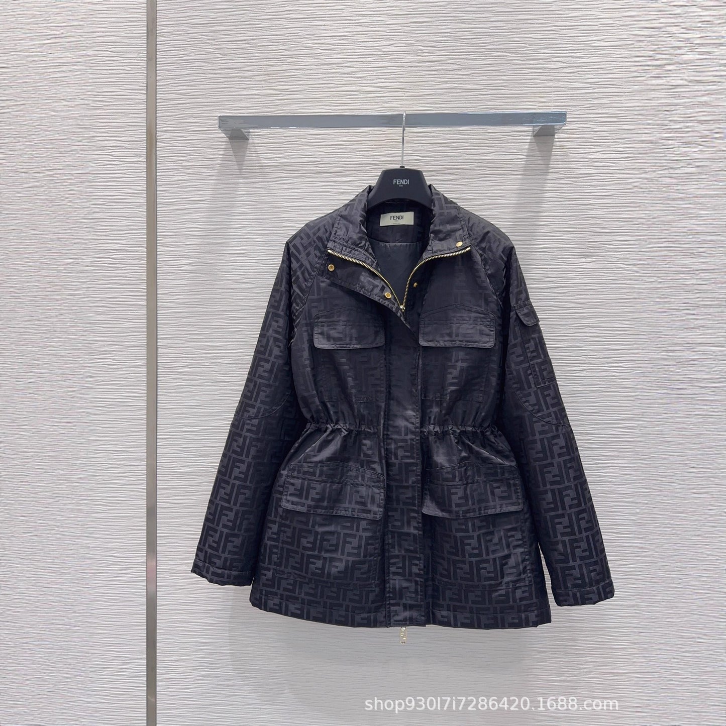 Logo Print Oversized Women's Jacket with Cinched Waist