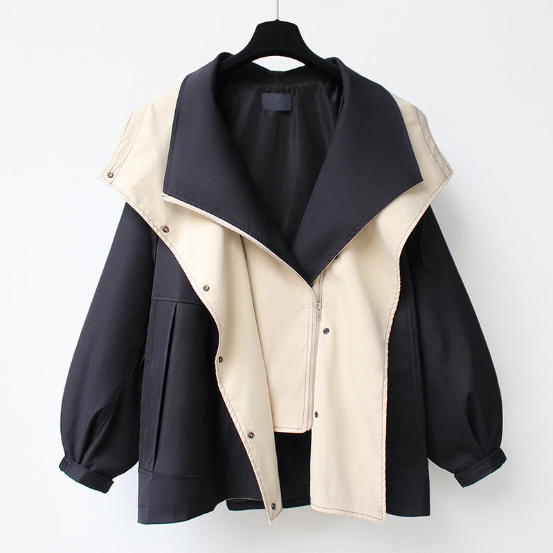 Women's Korean-Style Waist-Cinching Mid-Length Windbreaker Jacket