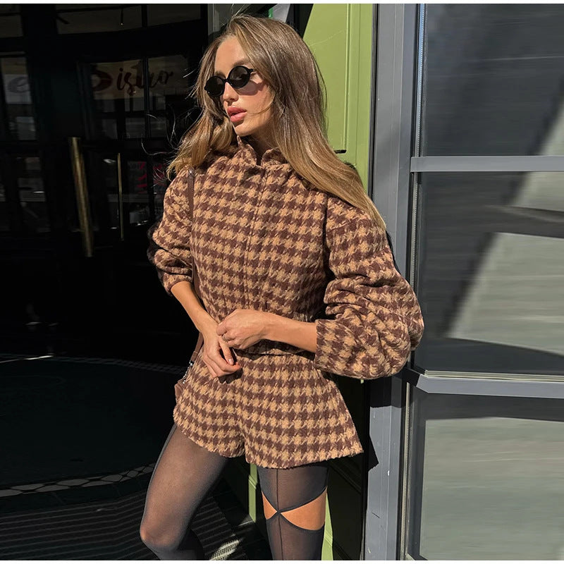 Women's Elegant Tweed-Look Short Jacket