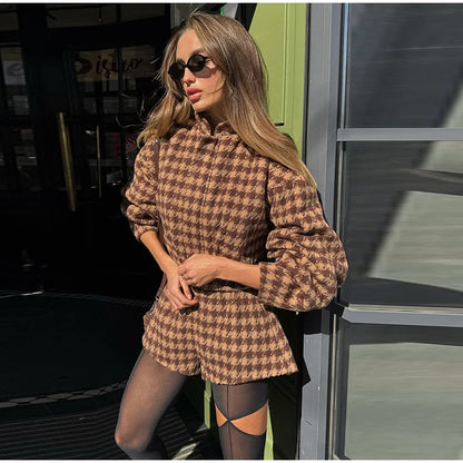 Women's Elegant Tweed-Look Short Jacket