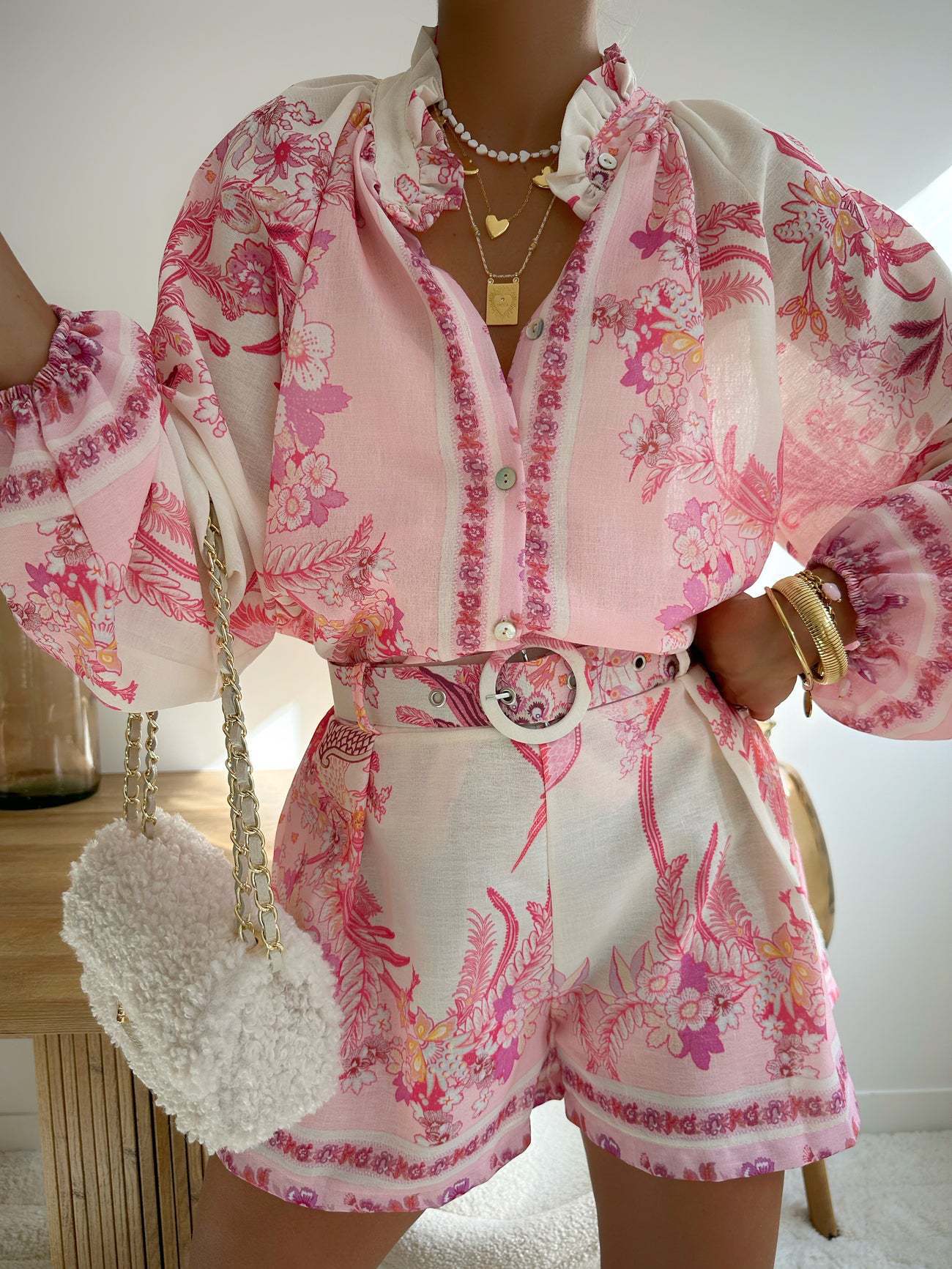 High-Waist Shorts and Linen Shirt Set – Everyday Chic Two-Piece Set