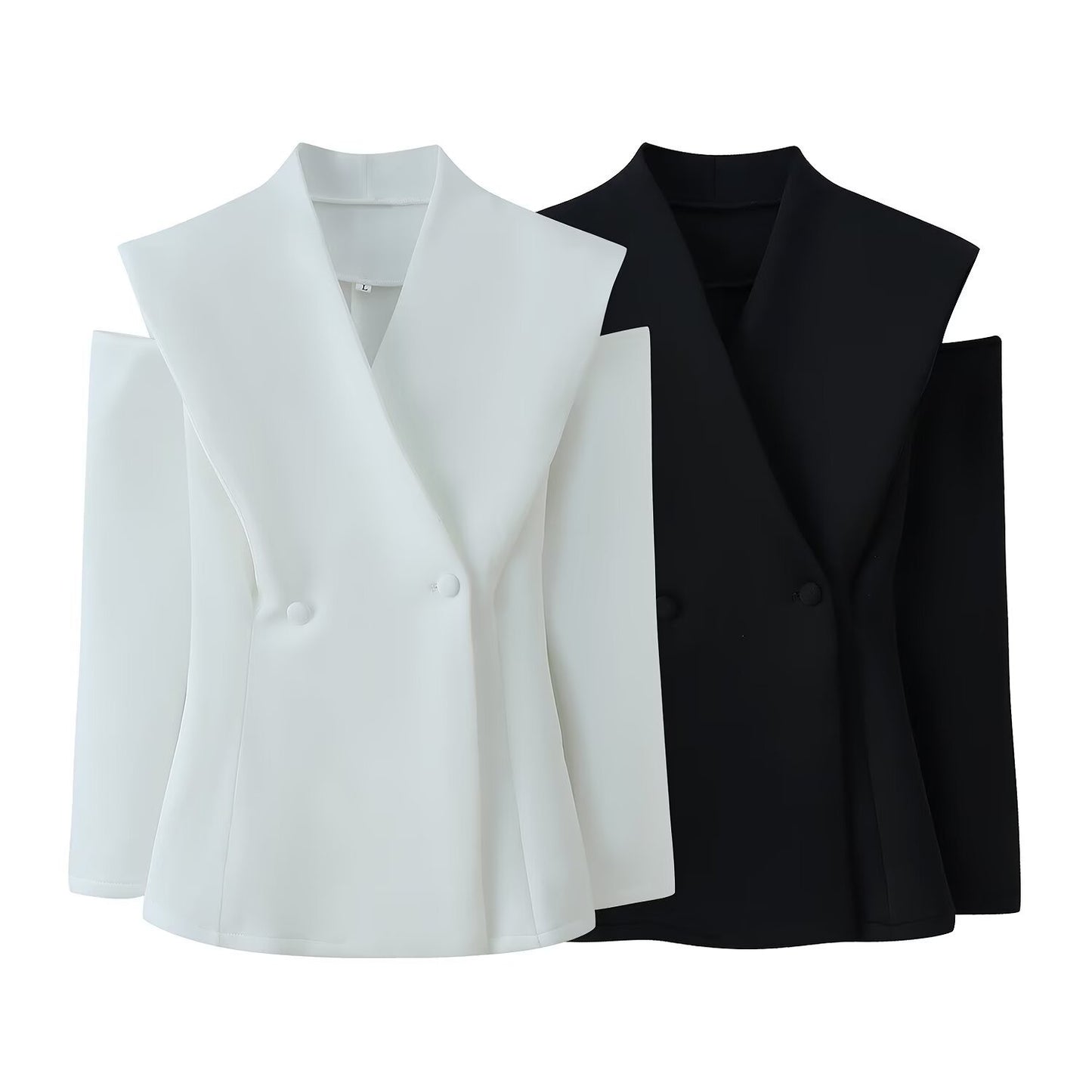 Kadın Yeni Model, Kontrast Detaylı Uzun Kollu Ofis Şıklığı Blazer Ceket,