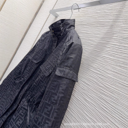 Logo Print Oversized Women's Jacket with Cinched Waist