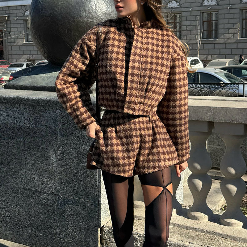 Women's Elegant Tweed-Look Short Jacket