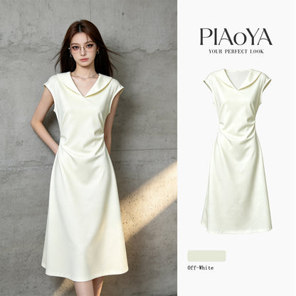 Collared Ruffle-Sleeve Midi Dress – Summer Chic Fitted Women's Dress