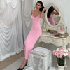 Kadın Tatil Dantel Ince askılı Kolsuz Dar Kesim Maxi Elbise