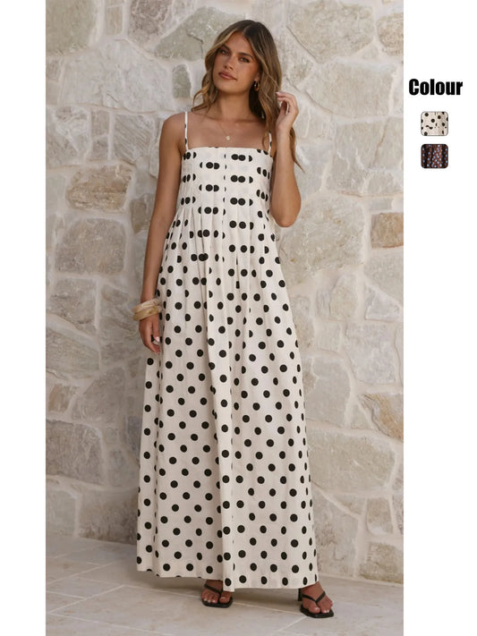 Kadın Tatil Kolsuz Pileli Maxi Elbise