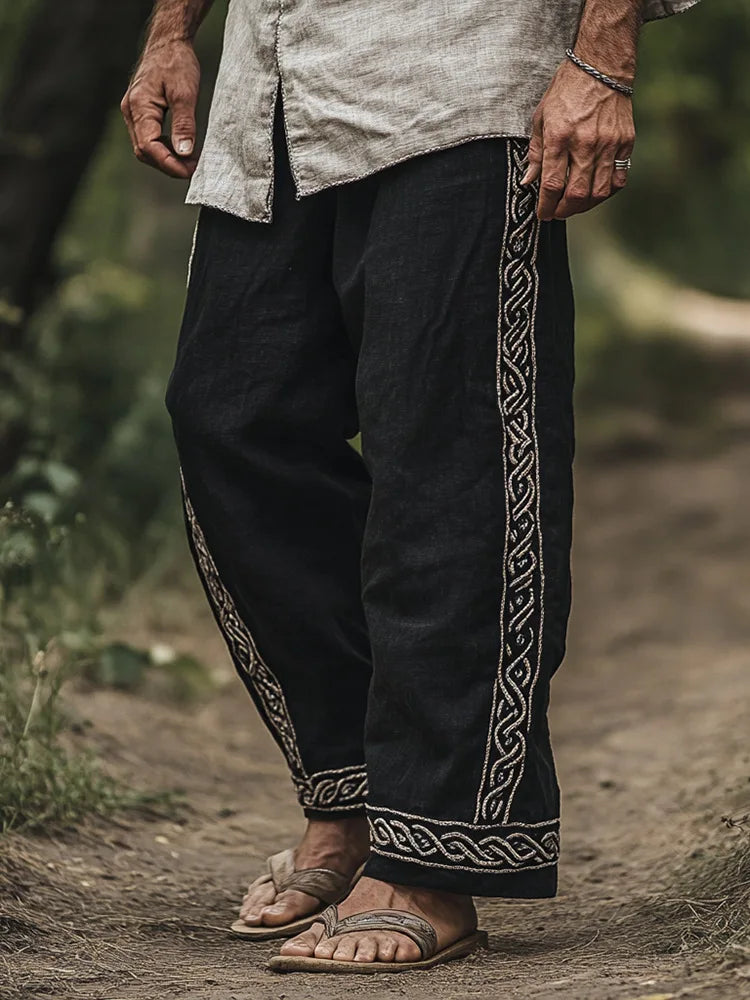 Erkek Keten Vintage Pantolon
