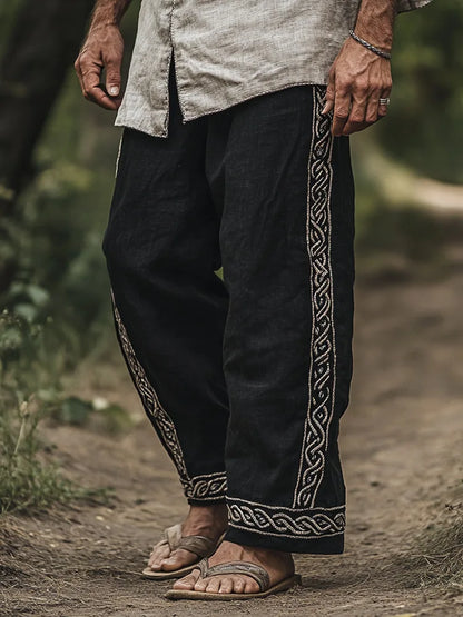 Erkek Keten Vintage Pantolon