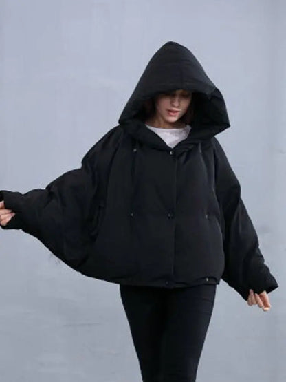 Kadın Kapüşonlu Oversize Şişme Mont – Kaz Tüyü Dolgulu, Bol Kesim Kışlık Parka