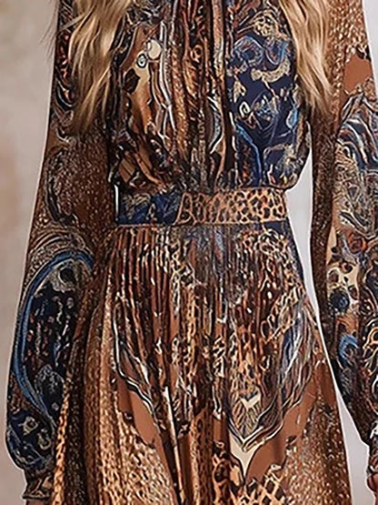 Kadın Bisiklet Yaka Uzun Kollu Günlük Elbise