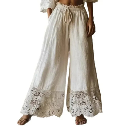 Kadın Dantel Vintage Yüksek Bel Pantolon