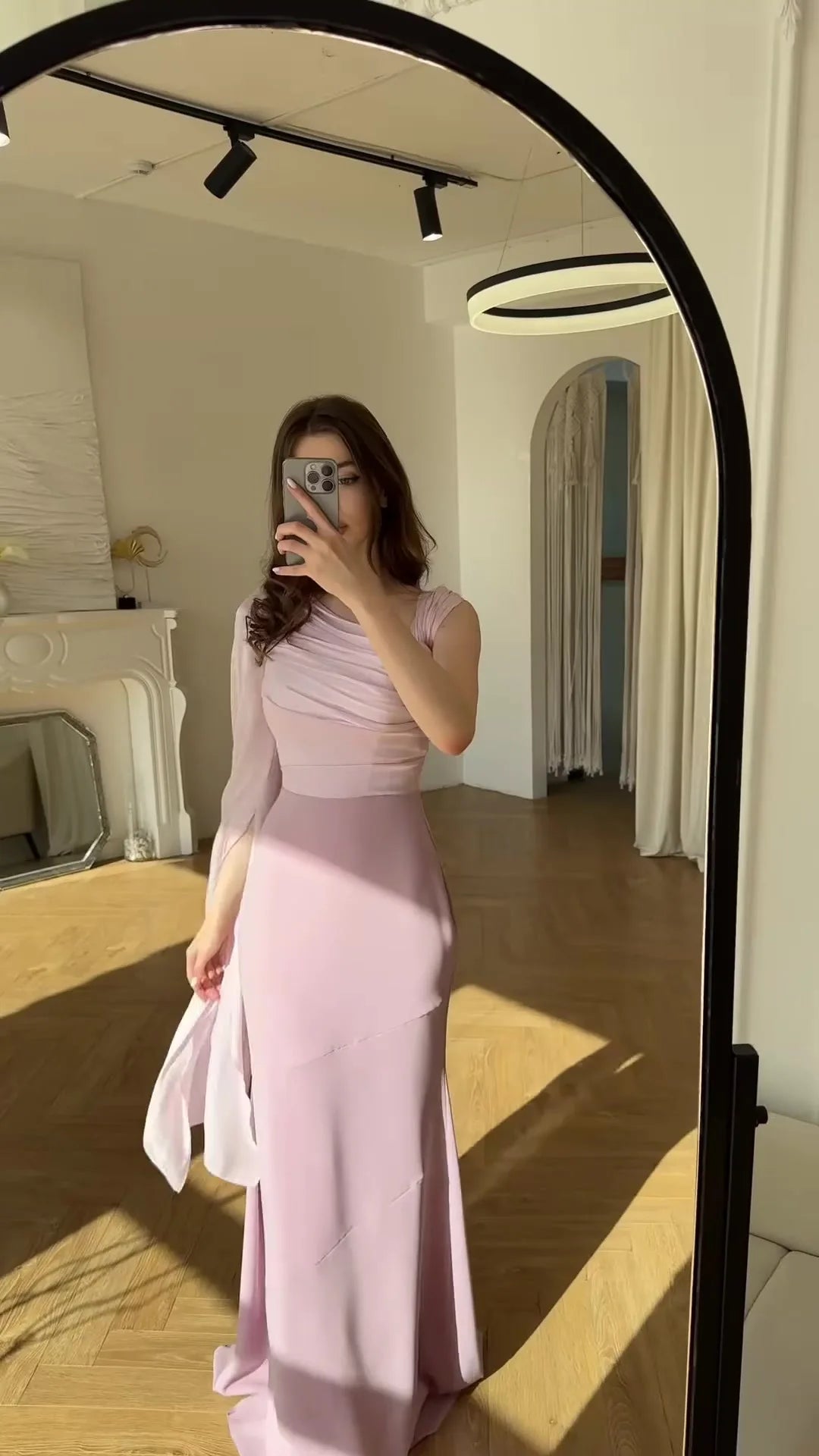Kadın Tatil Yuvarlak yaka Saten Dar Kesim Maxi Elbise