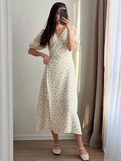 Kadın Tatil Dantel Ince askılı Kısa kollu V yaka Maxi Elbise