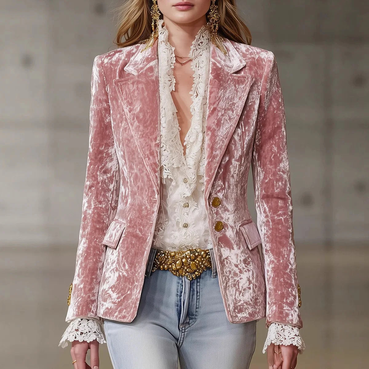 Kadın Uzun Kollu Vücuda Oturan Cepli Günlük Blazer Ceket