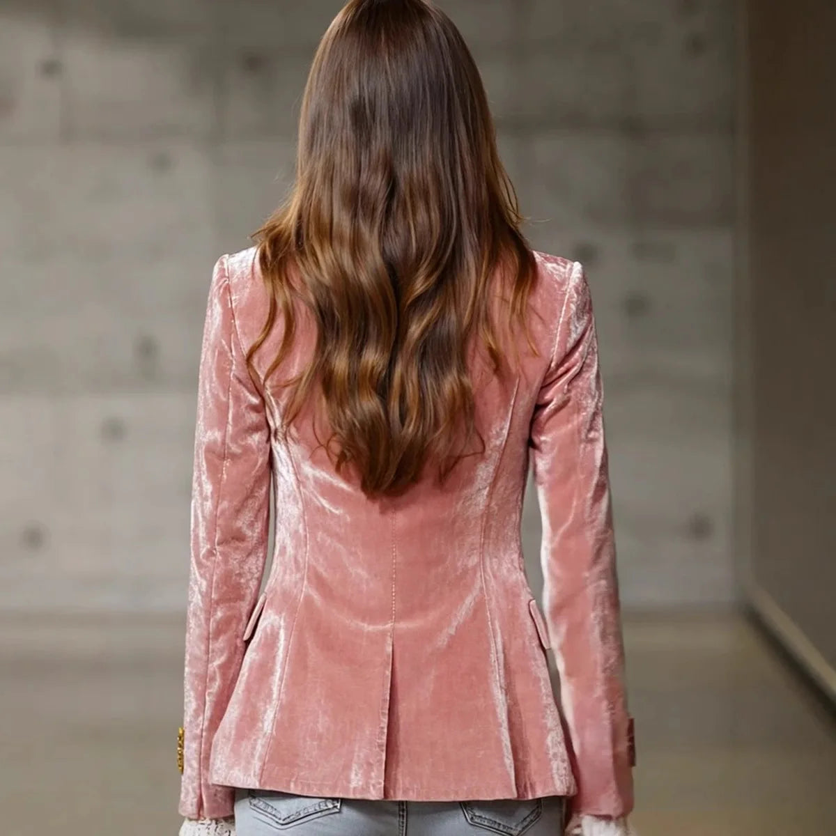 Kadın Uzun Kollu Vücuda Oturan Cepli Günlük Blazer Ceket