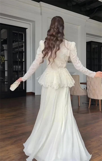 Kadın Tatil Dantel Fırfırlı Nakışlı Elbise