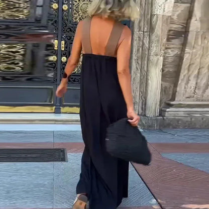 Kadın Ajurlu Halter Yaka Sırt Dekolteli Kolsuz Tatil Davet Elbisesi