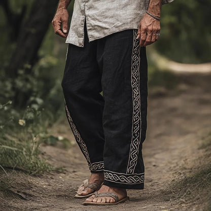 Erkek Keten Vintage Pantolon