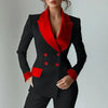 Kadın Kontrast Detaylı Uzun Kollu Ofis Şıklığı Blazer Ceket