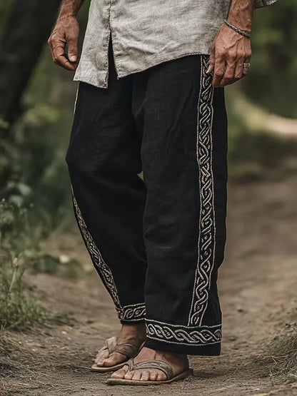 Erkek Keten Vintage Pantolon