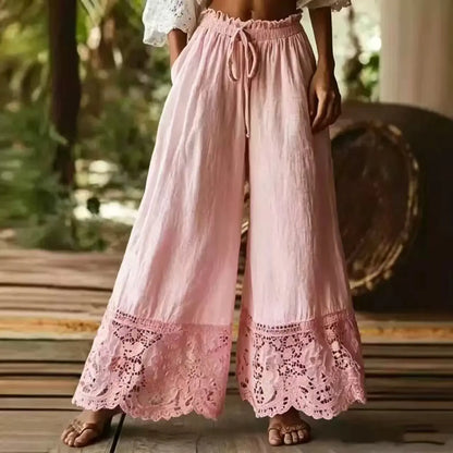 Kadın Dantel Vintage Yüksek Bel Pantolon