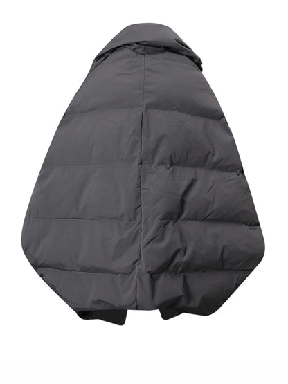 Kadın Gri Yarasa Kollu Şişme Mont – Kaz Tüyü Dolgulu, Oversize Büyük Beden Parka