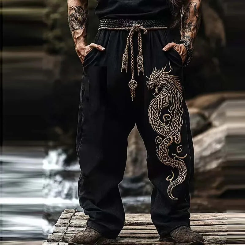 Erkek Keten Vintage Pantolon
