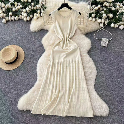 Kadın Gece Kolsuz Tığ işi örgü Midi Elbise